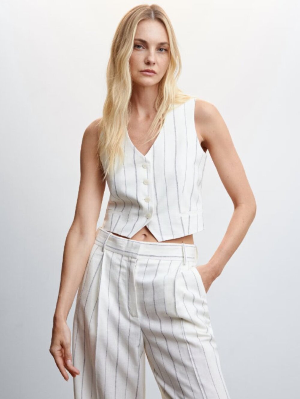 MANGO Striped suit vest NWT